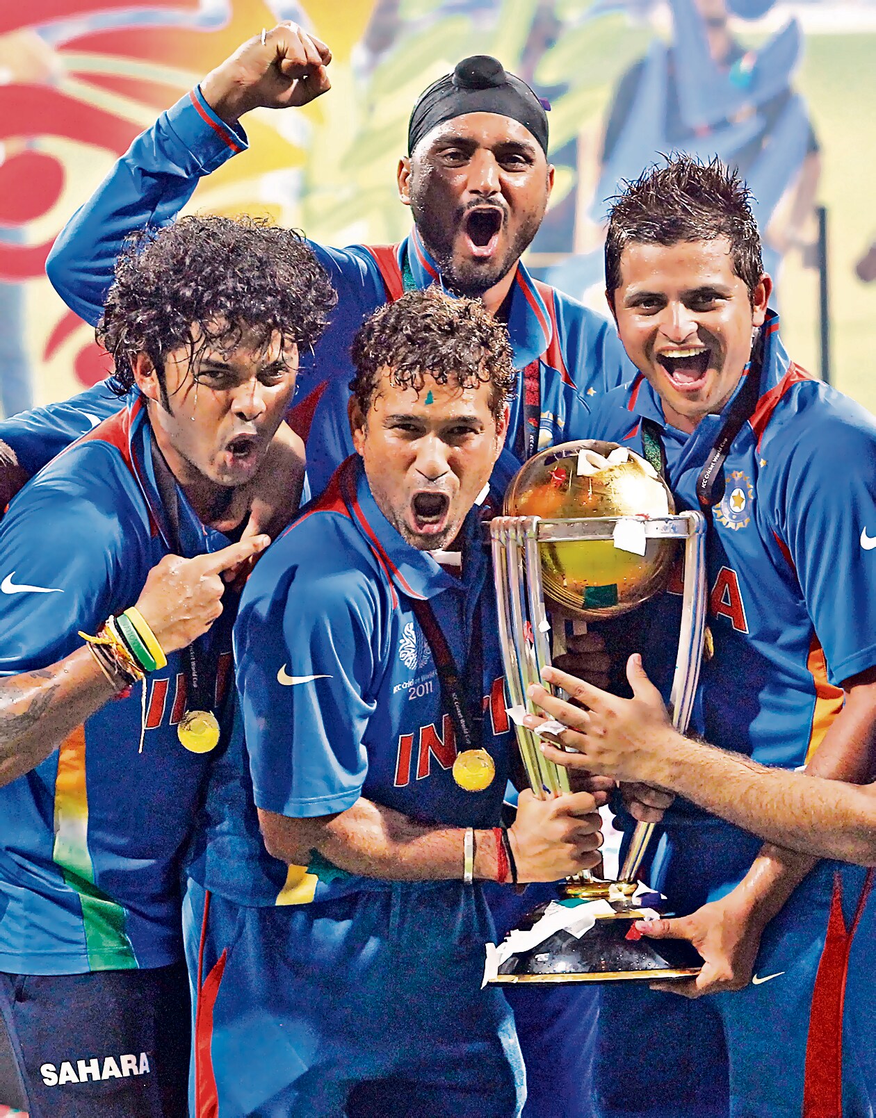 The team dedicated India’s 2011 World Cup win to Tendulkar. (Above) S Sreesanth, Harbhajan Singh, Suresh Raina and Sachin, with the trophy. (Reuters) The team dedicated India’s 2011 World Cup win to Tendulkar. (Above) S Sreesanth, Harbhajan Singh, Suresh Raina and Sachin, with the trophy. (Reuters)