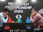 Chess - FIDE World Championship Match 2023 - Game 8 - Astana, Kazakhstan - April 20, 2023. Ding Liren of China competes against Ian Nepomniachtchi of International Chess Federation. REUTERS/Turar Kazangapov