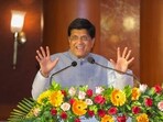 Union Minister Piyush Goyal addresses a programme in Rajkot. Union Minister Piyush Goyal addresses a programme in Rajkot.