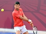 Serbia's Novak Djokovic plays a backhand return to France's Luca van Assche during their tennis singles match at the Sprska Tennis Open ATP 250 series tournament in Banja Luka, on April 19, 2023. (Photo by ELVIS BARUKCIC / AFP) Serbia's Novak Djokovic plays a backhand return to France's Luca van Assche during their tennis singles match at the Sprska Tennis Open ATP 250 series tournament in Banja Luka, on April 19, 2023. (Photo by ELVIS BARUKCIC / AFP)