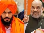 Fugitive pro-Khalistani leader Amritpal Singh and Union home minister Amit Shah Fugitive pro-Khalistani leader Amritpal Singh and Union home minister Amit Shah