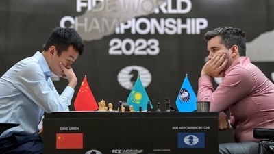 Chess - FIDE World Championship Match 2023 - Game 8 - Astana, Kazakhstan - April 20, 2023. Ding Liren of China competes against Ian Nepomniachtchi of International Chess Federation. REUTERS/Turar Kazangapov (REUTERS)