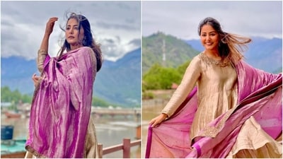 Hina Khan looks breathtaking in silk anarkali in new pictures. (Instagram) Hina Khan looks breathtaking in silk anarkali in new pictures. (Instagram)