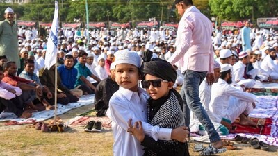 Eid Ul-Fitr in Madhya Pradesh's Bhopal was celebrated on a grand scale as people gathered at Eidgah in Bhopal to offer greetings. (PTI) Eid Ul-Fitr in Madhya Pradesh's Bhopal was celebrated on a grand scale as people gathered at Eidgah in Bhopal to offer greetings. (PTI)