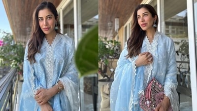 Sophie Choudry shared her pictures on Instagram as she posed for the camera. She opted for a blue and white ethnic outfit for Eid. She captioned the post, "Eid Mubarak everyone! May you and your loved ones be blessed with health, happiness, peace & prosperity." Sophie Choudry shared her pictures on Instagram as she posed for the camera. She opted for a blue and white ethnic outfit for Eid. She captioned the post, "Eid Mubarak everyone! May you and your loved ones be blessed with health, happiness, peace & prosperity."