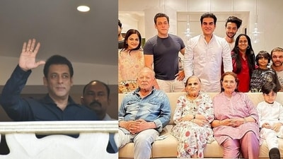 Salman Khan spent Eid with his family and then wished fans waiting outside his Mumbai home. Salman Khan spent Eid with his family and then wished fans waiting outside his Mumbai home.