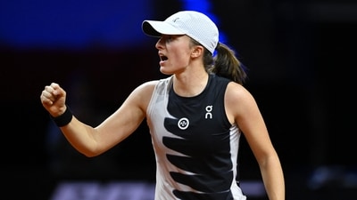 Poland's Iga Swiatek celebrates after winning her quarter final match against Czech Republic's Karolina Pliskova (REUTERS)