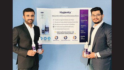 Vipul Chavan (L) and Adwait Joshi, co-founders of Hygienity Solutions, at their office in Pune. (HT PHOTO) Vipul Chavan (L) and Adwait Joshi, co-founders of Hygienity Solutions, at their office in Pune. (HT PHOTO)
