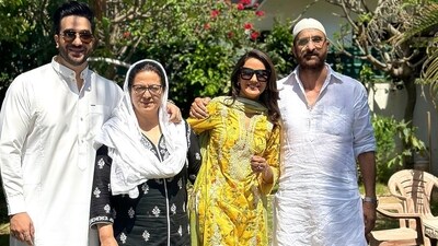 Aly Goni shared pictures on Eid on Instagram with his family members and girlfriend-actor Jasmin Bhasin. While Aly opted for a white ethic wear, Jasmin was seen in a yellow suit. He captioned the post, "Eid Mubarak." Aly Goni shared pictures on Eid on Instagram with his family members and girlfriend-actor Jasmin Bhasin. While Aly opted for a white ethic wear, Jasmin was seen in a yellow suit. He captioned the post, "Eid Mubarak."