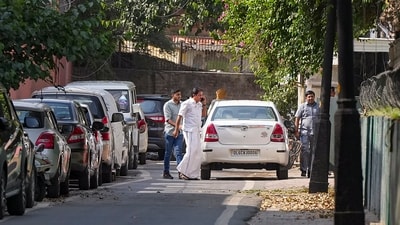 Congress leader KC Venugopal arrived at Gandhi's 12, Tughlak Lane bunglow while he was vacating. (PTI) Congress leader KC Venugopal arrived at Gandhi's 12, Tughlak Lane bunglow while he was vacating. (PTI)