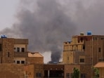 Smoke is seen rise from buildings during clashes between the paramilitary Rapid Support Forces and the army in Khartoum North, Sudan. April 22. 