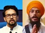 Union minister Anurag Thakur (L) and fugitive Amritpal Singh. (File)