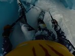 While skiing on a skilled path, a member of the French skiing group Les Powtos encountered a sudden hole beneath him, which caused him to fall rapidly into darkness. While skiing on a skilled path, a member of the French skiing group Les Powtos encountered a sudden hole beneath him, which caused him to fall rapidly into darkness.