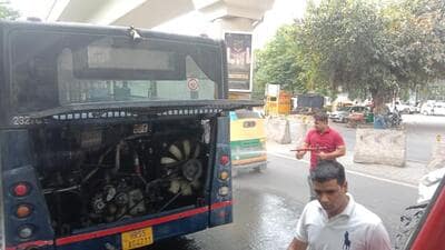 GMCBL bus catches fire, no one hurt