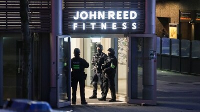 Germany gym attack: German special police forces secure the area after a man seriously injured at least four people with a knife at a fitness studio in Duisburg. (Reuters)