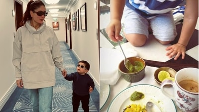 Kareena Kapoor shared a photo of Jeh serving her ‘Sunday breakfast’. Kareena Kapoor shared a photo of Jeh serving her ‘Sunday breakfast’.