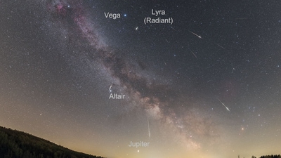 Lyrid Meteors from the Constellation Lyra. (Petr Horálek/ Nasa)