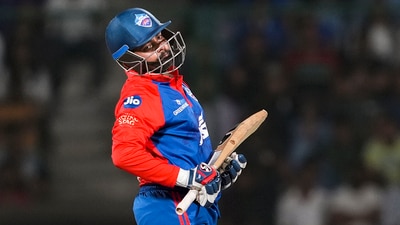 Delhi Capitals batter Prithvi Shaw is bowled out by Kolkata Knight Riders bowler Varun Chakravarthy (PTI) Delhi Capitals batter Prithvi Shaw is bowled out by Kolkata Knight Riders bowler Varun Chakravarthy (PTI)