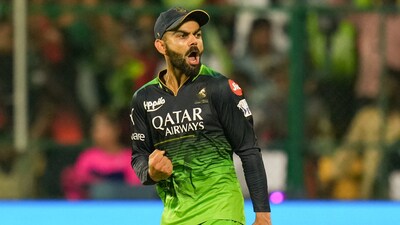 Royal Challengers Bangalore skipper Virat Kohli celebrates the team's win over Rajasthan Royals in IPL 2023 (PTI) Royal Challengers Bangalore skipper Virat Kohli celebrates the team's win over Rajasthan Royals in IPL 2023 (PTI)