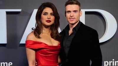 Priyanka Chopra and Richard Madden at the London premiere of Citadel. Priyanka Chopra and Richard Madden at the London premiere of Citadel.