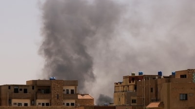 Sudan Conflict: Smoke is seen rise from buildings during clashes between the paramilitary Rapid Support Forces and the army in Khartoum North, Sudan. (Reuters)
