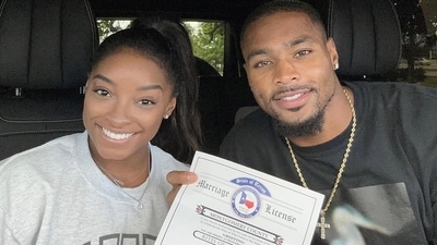 Simone Biles has got married to NFL player Jonathan Owens (Instagram) Simone Biles has got married to NFL player Jonathan Owens (Instagram)