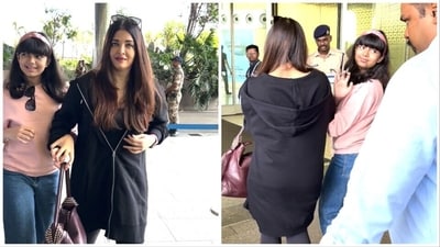 Aishwarya Rai and Aaradhya seen together at the airport. Aishwarya Rai and Aaradhya seen together at the airport.
