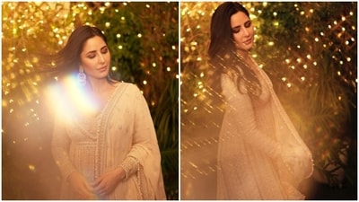 Katrina Kaif’s Eid wish for her fans came a day after as she shared a slew of pictures of herself from the Eid bash that she attended in Mumbai. The actor is known for being an absolute fashionista and for all the right reasons. Katrina, for this year’s Eid bash, decked up in a stunning anarkali and made us scurry to take notes about her festive fashion. (Instagram/@katrinakaif) Katrina Kaif’s Eid wish for her fans came a day after as she shared a slew of pictures of herself from the Eid bash that she attended in Mumbai. The actor is known for being an absolute fashionista and for all the right reasons. Katrina, for this year’s Eid bash, decked up in a stunning anarkali and made us scurry to take notes about her festive fashion. (Instagram/@katrinakaif)