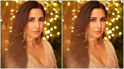 Katrina played muse to fashion designer Tarun Tahiliani and picked a pastel anarkali from the shelves of the designer. (Instagram/@katrinakaif) Katrina played muse to fashion designer Tarun Tahiliani and picked a pastel anarkali from the shelves of the designer. (Instagram/@katrinakaif)