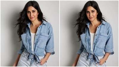 Katrina's all-denim look won hearts. In a white tank top, she layered it with a denim shirt and a pair of matching denim shorts. (Instagram/@katrinakaif) Katrina's all-denim look won hearts. In a white tank top, she layered it with a denim shirt and a pair of matching denim shorts. (Instagram/@katrinakaif)