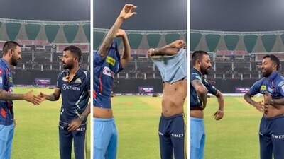 Hardik and Krunal Pandya exchange jerseys after LSG vs GT low-scoring thriller Hardik and Krunal Pandya exchange jerseys after LSG vs GT low-scoring thriller