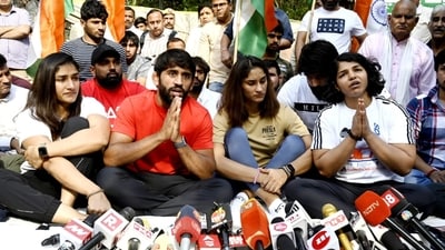 Women wrestlers protest in Jantar Mantar saying their demands have not been met. (HT Photo) Women wrestlers protest in Jantar Mantar saying their demands have not been met. (HT Photo)