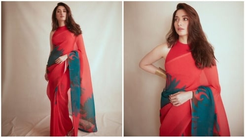 Tamannaah Bhatia wore a red crepe saree. (Instagram/@tamannaahspeaks) Tamannaah Bhatia wore a red crepe saree. (Instagram/@tamannaahspeaks)