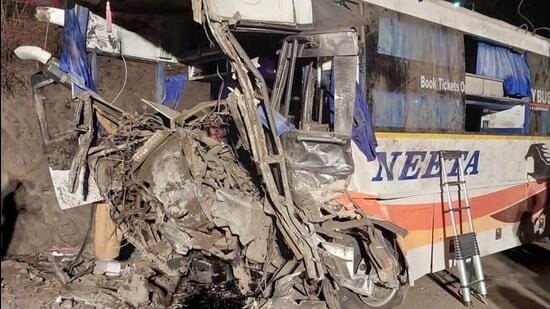The accident occurred near the Swami Narayan temple on the Pune-Bengaluru highway early Sunday morning. (Sourced)