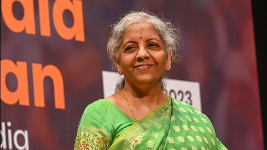 Union finance minister Nirmala Sitharaman at an interactive session organised by Thinkers' Forum, in Bengaluru. (PTI)
