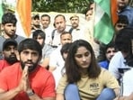 Indian wrestlers protest at Jantar Mantar against WFI chief (Twitter Photo) Indian wrestlers protest at Jantar Mantar against WFI chief (Twitter Photo)