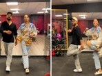 Anushka Sharma and Virat Kohli dancing together at the gym. Anushka Sharma and Virat Kohli dancing together at the gym.