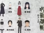 The latest character designs show younger versions of familiar characters like Kento Nanami and Mei Mei, as well as new characters like Yu Haibara, Misato Kuroi, and Shiu Kong.(Gege Akutami)