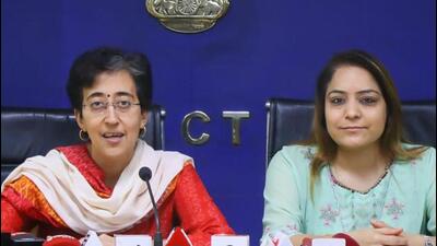 Education minister Atishi and MCD Mayor Shelly Oberoi during a press conference in New Delhi on Monday. (HT Photo) Education minister Atishi and MCD Mayor Shelly Oberoi during a press conference in New Delhi on Monday. (HT Photo)