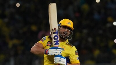 Chennai Super Kings' MS Dhoni bats during the Indian Premier League (IPL) cricket match between Chennai Super Kings and Kolkata Knight Riders in Kolkata, India, Sunday, April 23, 2023.(AP Photo/Bikas Das) (AP) Chennai Super Kings' MS Dhoni bats during the Indian Premier League (IPL) cricket match between Chennai Super Kings and Kolkata Knight Riders in Kolkata, India, Sunday, April 23, 2023.(AP Photo/Bikas Das) (AP)
