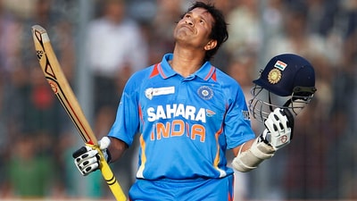 File photo of Sachin Tendulkar celebrating his 100th century (PTI) File photo of Sachin Tendulkar celebrating his 100th century (PTI)