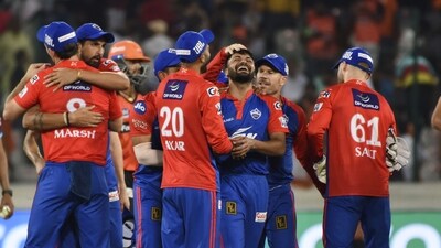 Delhi Capitals players celebrate after winning their IPL 2023 cricket match against Sunrisers Hyderabad (PTI) Delhi Capitals players celebrate after winning their IPL 2023 cricket match against Sunrisers Hyderabad (PTI)
