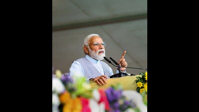 Prime Minister Narendra Modi speaks during the National Panchayati Raj Day celebrations in Rewa district on Monday. (PTI) Prime Minister Narendra Modi speaks during the National Panchayati Raj Day celebrations in Rewa district on Monday. (PTI)