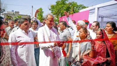 Rajasthan chief minister Ashok Gehlot inaugurated the ‘Inflation Relief Camp’ from Mahapura village in Jaipur on Monday. (ANI)