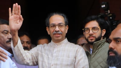 Shivsena (UBT) chief Uddhav Thackeray along with his son MLA Aaditya Thackeray. (File)