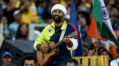 Arijit Singh performed for the opening ceremony of the Indian Premier League. (AFP) (AFP)