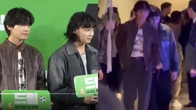BTS members Kim Taehyung and Jungkook at Dream premiere. BTS members Kim Taehyung and Jungkook at Dream premiere.