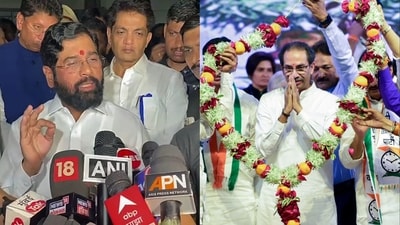 Maharashtra chief minister Eknath Shinde (L) and his predecessor Uddhav Thackeray (R). (ANI) Maharashtra chief minister Eknath Shinde (L) and his predecessor Uddhav Thackeray (R). (ANI)