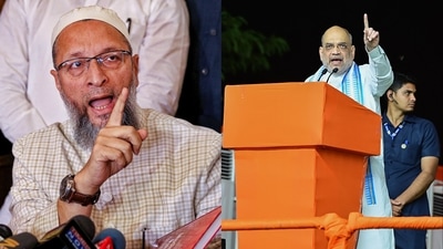 AIMIM president Asaduddin Owaisi and Union home minister Amit Shah. (PTI) AIMIM president Asaduddin Owaisi and Union home minister Amit Shah. (PTI)