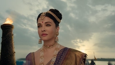 Aishwarya Rai in a still from Ponniyin Selvan I. Aishwarya Rai in a still from Ponniyin Selvan I.